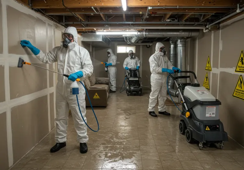 Basement Moisture Removal and Structural Drying process in Barnesville, GA